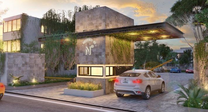 Norden 48 Villas and apartments at Temozon Norte. Entrance