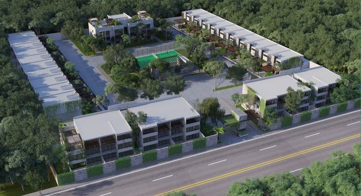 Norden 48 Villas and apartments at Temozon Norte. Air view