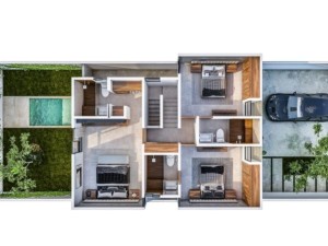 Casas Sah Residencial plano planta alta 