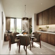 Apartments for sale in Temozón north of Mérida type 3 living room, dining room