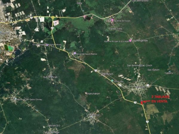 location two plots of land next to each other at the entrance of Acanceh highway